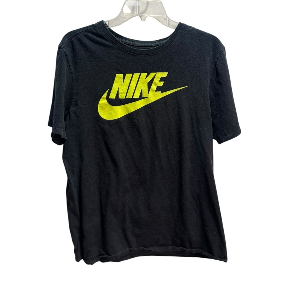 Nike Black and Neon Yellow Men's Shirt